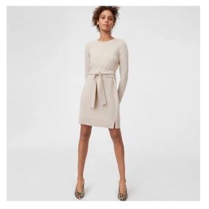 Club Monaco Size S Beige Tie Waist Sweater Dress With Wool & Cashmere